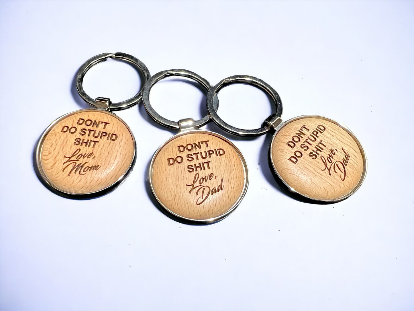 Round Beechwood Keychain