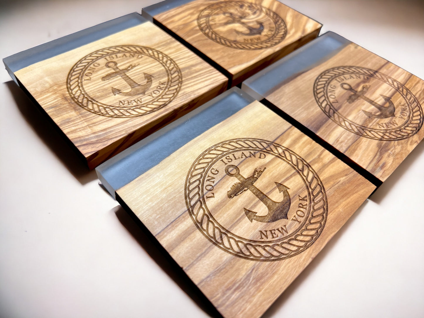 Coasters Long Island Anchor Olive Wood & Epoxy