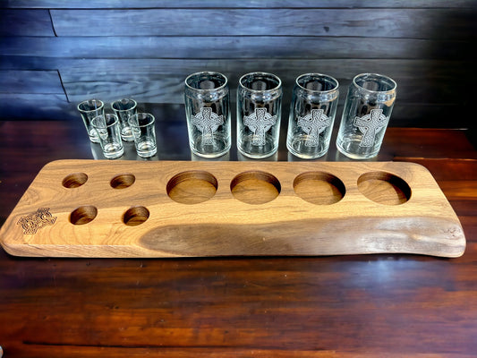 LIve Edge Celtic Shot/Beer Flight w/glasses